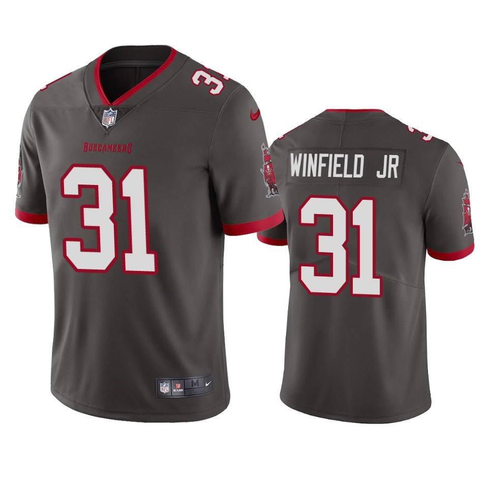 Men Tampa Bay Buccaneers 31 Antoine Winfield Jr Nike Pewter Alternate Vapor Limited NFL Jersey
